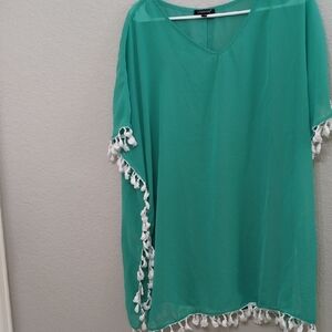 Sea Foam Green Tassel-Trim Women's Cover Up